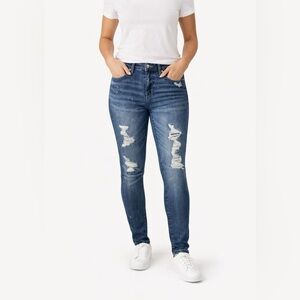 Judy Blue Mid Rise Flattering Fit Destroyed Bleach Splatter Skinny Jeans Size 9